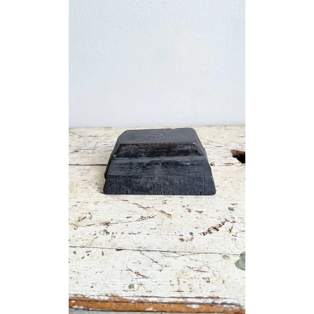 Vintage India Hand Carved Wooden Block Stamp Floral Border Textile Print Tool